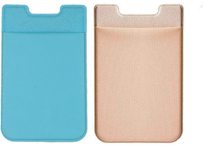 StealODeal Sky blue with Gold Multi-Purpose 3MM Adhesive Jacket 3 Card Holder(Set of 2, Blue, Gold)