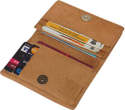 Style 98 Men & Women Casual Tan Genuine Leather Card Holder(5 Card Slots)