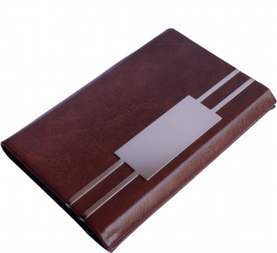 Novesto Minimalist Leather Slim Credit & Business Card Case for Men & Women 20 Card Holder(Set of 1, Brown)