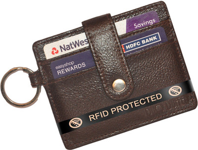 DUO DUFFEL RFID Protected Genuine Leather 4 Card Holder(Set of 1, Brown)