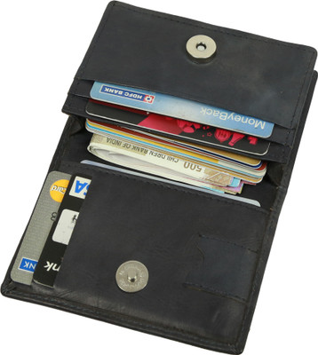 Style 98 Men & Women Casual Blue Genuine Leather Card Holder(5 Card Slots)