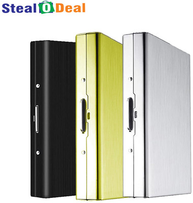 StealODeal Blocking Credit/Debit Metal Silver Black Gold 8 Card Holder(Set of 3, Black, Gold)