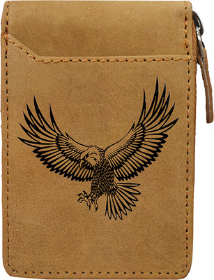 ABYS Genuine Leather Printed RFID Protecetd Zipper Closure Debit/Credit Card Holder 10 Card Holder(Set of 1, Tan)