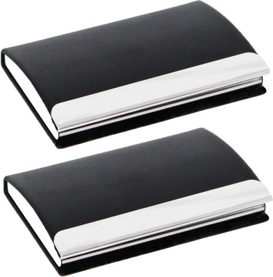 OFIXO Steel Credit Card Holder, Wallet Slim Metal Case for Women or Men 6 Card Holder(Set of 2, Black)