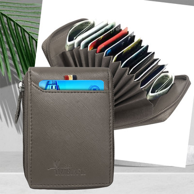 GREEN DRAGONFLY Debit & Credit Card Holder | 10 Slots | Zipper Closure | for Men & Women 10 Card Holder(Set of 1, Grey)