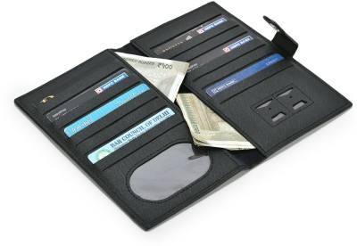 Yellowcoin Genuine Leather Wallet Travel/Passport Credit Card Holder Wallet for Men & Women 10 Card Holder(Set of 1, Black)