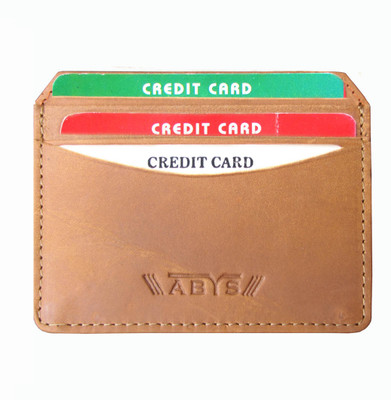 ABYS Genuine Leather Unisex Credit Debit ATM Card Holder 6 Card Holder(Set of 1, Tan)