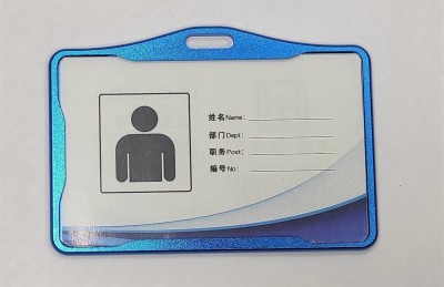 JSMSH Horizontal Aluminum i Cards| Hard Metal ID Card Holder/Badge for Office| 1 Card Holder(Set of 3, Blue)