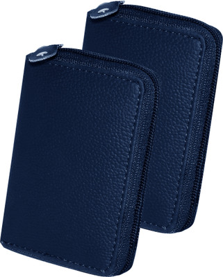 GREEN DRAGONFLY® Leather Wallet, Debit/ Credit Card Holder For Men Women 7 Card Holder(Set of 2, Blue)