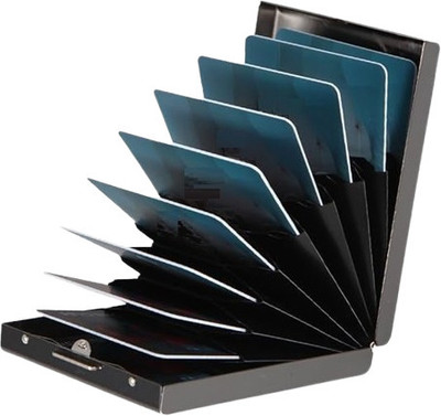 ASV RFID Blocking Stainless Steel Debit/Credit/ATM 6 Slot Card Holder for Men 6 Card Holder(Set of 1, Black)
