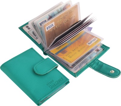GREEN DRAGONFLY® PU Leather Teal Wallet Atm/Credit/Debit/Metro Card Holder For Men And Women 10 Card Holder(Set of 1, Green)