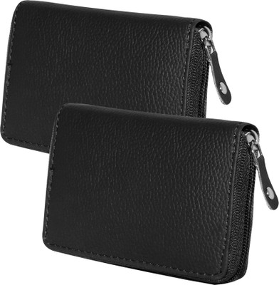 GREEN DRAGONFLY® Leather Wallet, Debit/ Credit Card Holder For Men Women 7 Card Holder(Set of 2, Black)