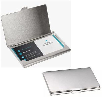 Giftana Silver Metal Business Visiting Card Holder for Men & Women / Corporate Gifts 20 Card Holder(Set of 1, Silver)