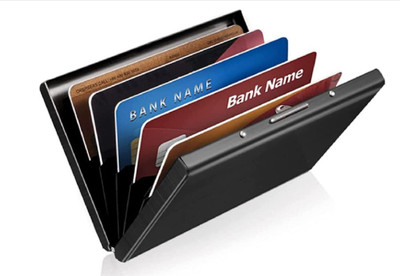 Classium Black RFID Protected Metal ATM/Debit/Credit Man/Woman 6 Card Holder(Set of 1, Black)