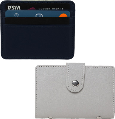 Flipkart SmartBuy Blue Premium Quality Leather With Grey Pu Leather 2 Cash Slots & 24 Card Holder(Set of 2, Grey, Blue)