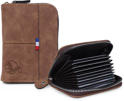 StealODeal Long-Lasting PU Leather Brown Wash Credit/Debit Atm Wallet 9 Card Holder(Set of 1, Brown)