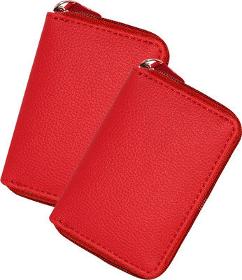 GREEN DRAGONFLY® Leather Wallet, Debit/ Credit Card Holder For Men Women 7 Card Holder(Set of 2, Maroon)