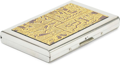 Yellowcoin Printed Stainless Steel Business/ATM/Credit Card Holder for men & Women 6 Card Holder(Set of 1, Gold)