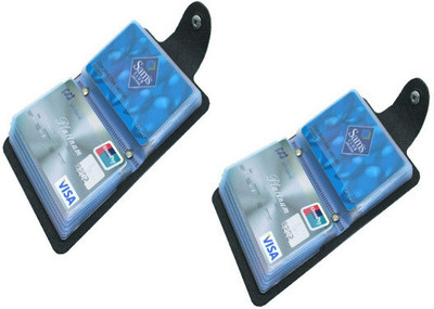 AMNEE 10 Card Holder(Set of 2, Black)
