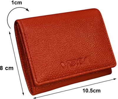 ABYS Genuine Leather Crad Holder Wallet for Men and Women Purse RFID Protected 4 Card Holder(Set of 1, Red)