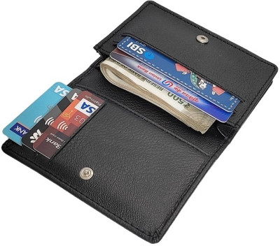 HIDEFLIX Men Black Artificial Leather Card Holder(8 Card Slots)