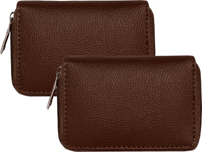 GREEN DRAGONFLY® Leather Wallet, Debit/ Credit Card Holder For Men Women 7 Card Holder(Set of 2, Brown)