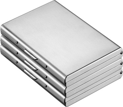 Flipkart SmartBuy Exclusive Silver |Pack of 3| Water-Resistant Stainless Steel Case For Men & Women 6 Card Holder(Set of 3, Silver)
