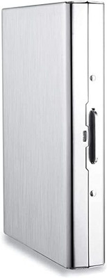 StealODeal RFID Protected Stanless Steel Credit/Debit/ATM For Men & Women Slots 8 Card Holder(Set of 1, Silver)