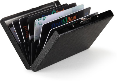 StealODeal Metal Credit/Debit/Atm Card Holder With Illusion Mirror Design 8 Card Holder(Set of 1, Black)