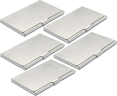 Levin Steel ATM Visiting ID Card Credit Card Business Card Case Holder– Silver 6 Card Holder(Set of 5, Silver)