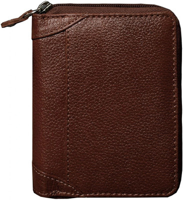 ABYS Exclusive Genuine Leather Zip Closure Card Wallet for Men and Women Slots 15 Card Holder(Set of 1, Brown)