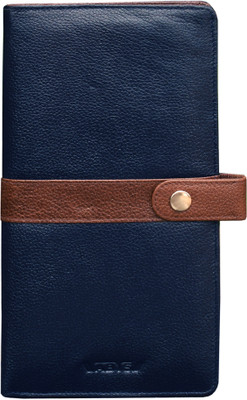ABYS Genuine Leather 2 Passport Slots Holder with Free Indian Badge for Men and Women 7 Card Holder(Set of 1, Blue)