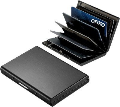 OFIXO Water-Resistant Limited Edition Metal Stylish Waterproof Executiv Credit/debit/ATM/ID/Visiting SUPER SLEEK 10 Card Holder(Set of 1, Black)