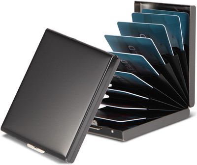 StealODeal Premium RFID Protector Long Lasting Stainless Steel Credit/Debit/ATM Slots 10 Card Holder(Set of 1, Black)