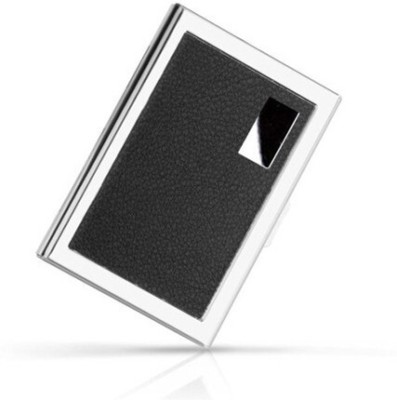 Empreus Stainless Steel Black 6 Card Holder(Set of 1, Silver, Black)