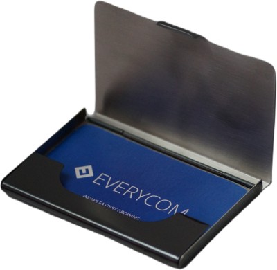 Trimurti Business Visiting Card Holder Slim Minimalist Design Case, Stainless Steel Metal 6 Card Holder(Set of 1, Black)