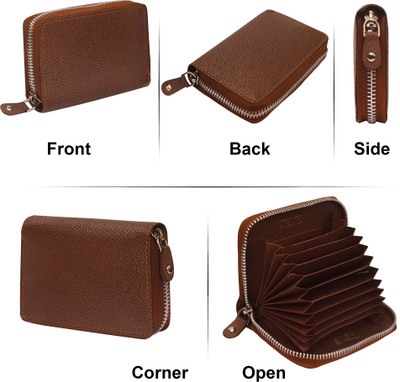 ABYS Leather RFID Blocking 9 Slots Card Holder for Men | Ladies Purse Wallet 8 Card Holder(Set of 1, Tan)