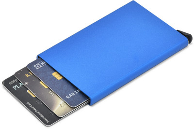 Yellowcoin Blue Metal RFID Protected Smart Pop Up Wallet Credit Or Debit 6 Card Holder(Set of 1, Blue)