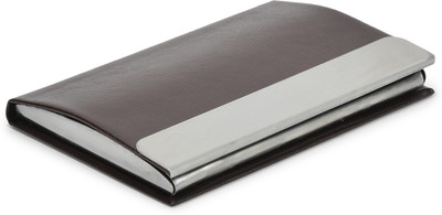 Yellowcoin Ultra Thin Steel RFID Blocking Slim Metal Business Card Case Holder Wallet 10 Card Holder(Set of 1, Brown)