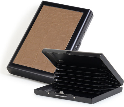 Flipkart SmartBuy RFID Blocking Metal With PU-Debit/Credit Atm For Unisex 8 Card Holder(Set of 1, Tan)