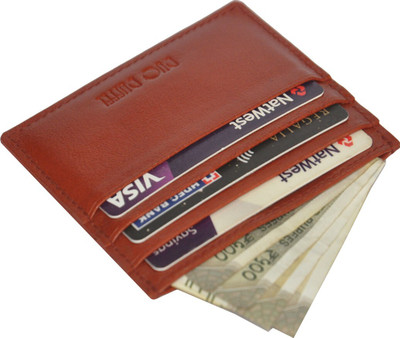 DUO DUFFEL RFID Protected Black Genuine Leather 4 Card Holder(Set of 1, Brown)
