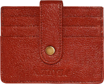 ABYS Genuine Leather 6 Slots Card Holder Unisex Wallet Coin Purse Card Wallet 6 Card Holder(Set of 1, Red)