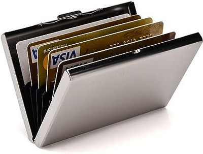 Classium Silver RFID Protected Stainless Steel Debit/Credit/ATM For Men & Women Slots 6 Card Holder(Set of 1, Silver)