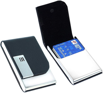 ASV Premium Metal Stylish Executive Credit/Debit/ATM/ID/Visiting Super Sleek, 6 Card Holder(Set of 1, Black, Silver)