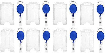 NSSP ID Card Holder combo (Oval Blue yoyo + White id Card Holder) 1 Card Holder(Set of 8, Blue, White)