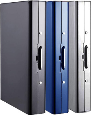 StealODeal Metal RFID Blocking Credit/Debit 8 Card Holder(Set of 3, Black, Blue, Silver)