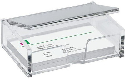 RASPER Clear Acrylic Business Card Holder Visiting Card Holder Stand for Office Table 50 Card Holder(Set of 1, White)