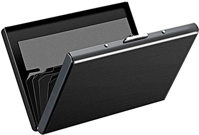 Classium Black RFID Protected Steel Debit/Credit/ATM For Men & Women Slots 6 Card Holder(Set of 1, Black)