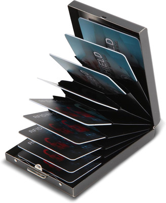 Yellowcoin RFID Credit ATM Card Holder Slim Card Wallet Metal Case for Women or Men 10 Card Holder(Set of 1, Black)