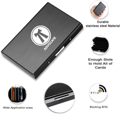 K K CROSI Long-Lasting RFID Blocking Matte Black Credit/Debit Metal 8 Card Holder 8 Card Holder(Set of 1, Black)